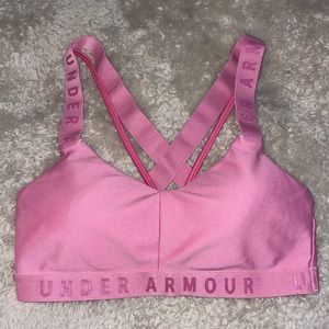 Under Armour Wordmark Strappy Sportlette Women Training Bra Pink, size Small.